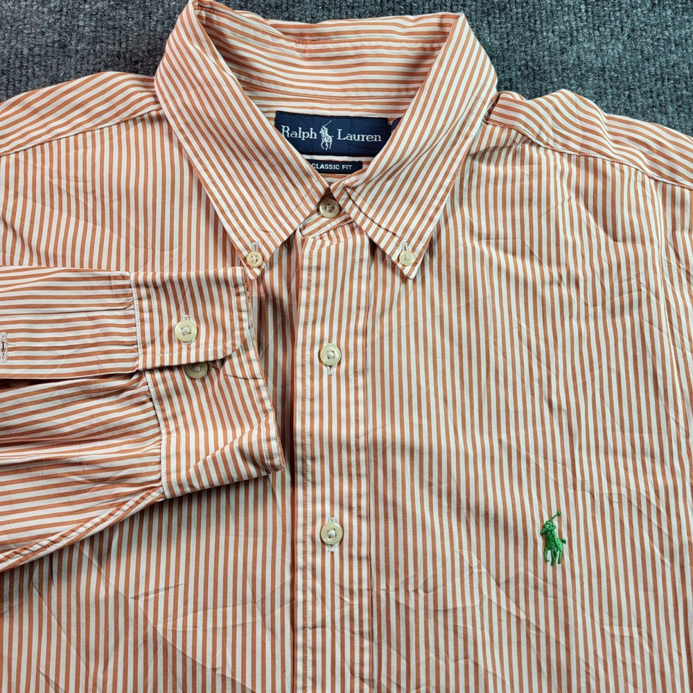Ralph Lauren Classic Fit Striped Button Down Shirt Mens 17 1/2 XL